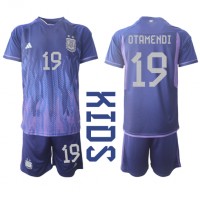 Camiseta Argentina Nicolas Otamendi #19 Segunda Equipación Replica Mundial 2022 para niños mangas cortas (+ Pantalones cortos)